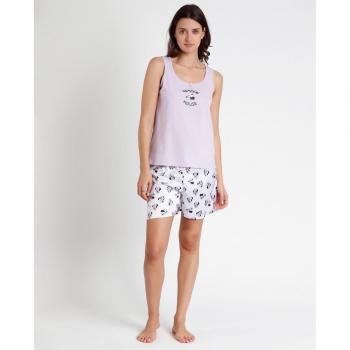 Pijama de mujer sin mangas con pantalón corto de satén Disney