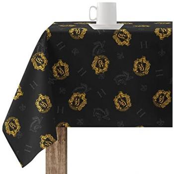 Mantel resinado antimanchas Harry Potter Hufflepuff Shield Black 200 x 150 cm