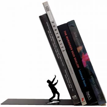 Artori Design | Sujetalibros 'Derrumbe' | Tope para Libros Negro metálico Libros caídos | Sujetalibros Originales | Decoración | Reposalibros