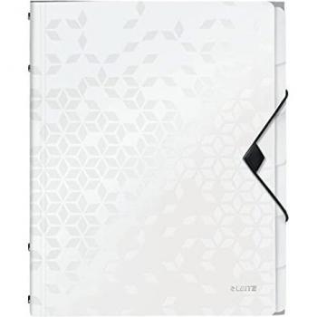 Carpeta Archivadora Leitz WOW A4, 6 Fácher, Polipropileno, Blanco Metalizado