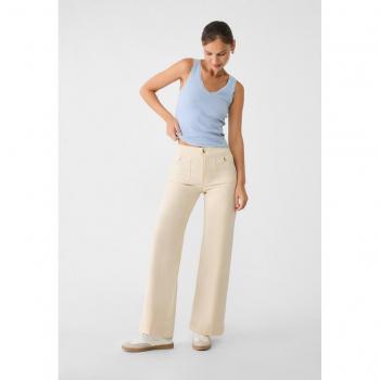 Stradivarius Minimalist Trousers with Pockets - Stone - Size 8 and Size 12
