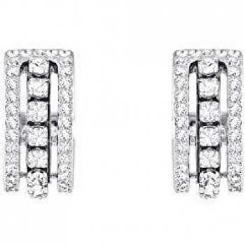 Swarovski Pendientes Further, baño de rodio, cristal blanco, para mujer