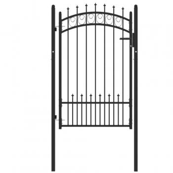 Puerta de valla con picos de acero negro 100x150 cm Vidaxl Negra