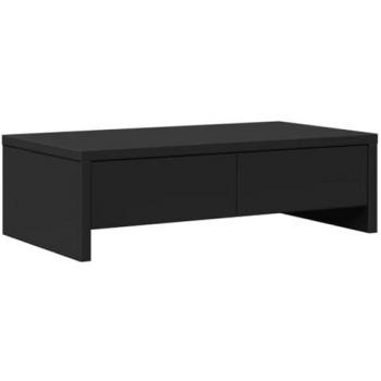 Soporte de monitor con cajones madera negro 50x27x15 cm