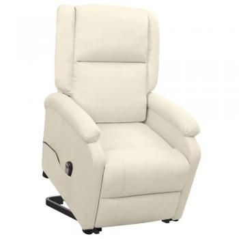 Sillón elevable reclinable de tela crema