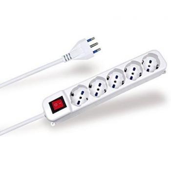 Multipresa Nova Line CE31/5C - 1,5 m, 5 salidas AC, con interruptor On/Off luminoso, color blanco