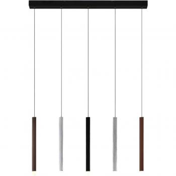 Lámpara colgante LED Lucande Stoika, moderna, 5 luces, color negro, material metal, para salón y comedor