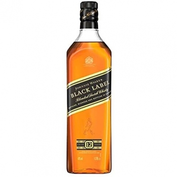 Johnnie Walker Black Label, Whisky Escocés Mezclado de 12 Años, Botella de 1 Litro