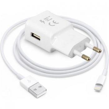Cargador USB 1.5 A con Carga Rápida y Cable Lightning - Blanco
