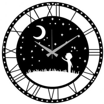 Reloj de Pared El Principito de Metal Negro 40x0,15x40 cm