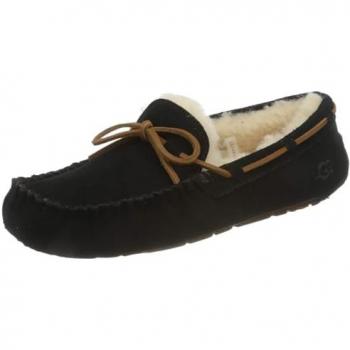 UGG Women's Dakota Black Suede Slippers with Wool Lining
