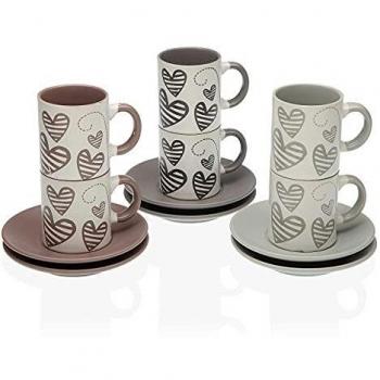 Versa, set 6 piezas café sena, linea servicio de mesa, tazas