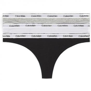 Pack de 3 tangas Modern Logo Calvin Klein para mujer en colores negro, blanco y gris