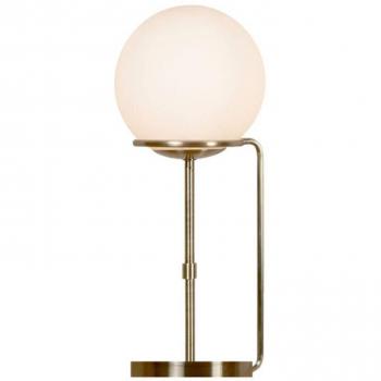 Lámpara de mesa Sphere moderna de acero y latón blanco con pantalla bola de vidrio, 1 luz E27