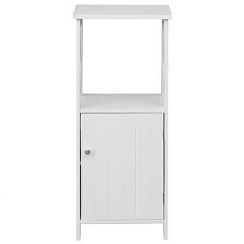 Armario de Columna para Baño con 1 Puerta y Estantes en Madera Blanca