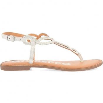 Sandalias planas de piel con tiras finas trenzadas para mujer
