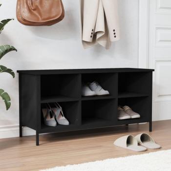 Mueble zapatero madera contrachapada 100x35x50 cm en color Negro, Gris sonoma y Roble ahumado