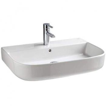 Lavabo sobre encimera, colección Mid, 65 x 45 x 14,7 centímetros, color blanco