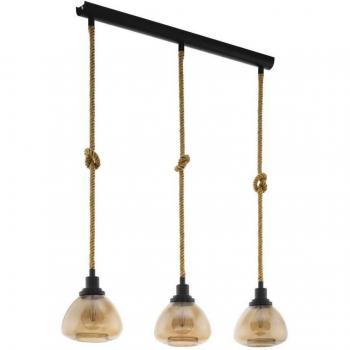 Lámpara Colgante Industrial Rampside Ámbar y Negro 3xE27
