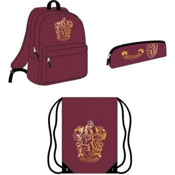 Pack Papelería 3 Piezas Harry Potter Rojo: Mochila, Estuche y Saquito - Cerdá