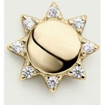 Pendiente piercing Ibiza elaborado en plata de ley 925 y baño de oro amarillo 18k con circonita