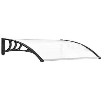 Tejadillo de Protección Exterior 75x100 cm con Soporte de Aleación de Aluminio y Cubierta Transparente contra Sol y Lluvia