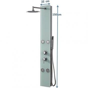 DP Grifería - Columna de ducha hidromasaje en cristal, color blanco, modelo Toscana