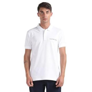 Calvin Klein Men's White Cotton Polo Shirt - XXL Regular Fit