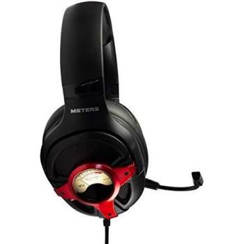 Meters M-LEVEL-UP, Gaming Headset, 7.1 Surround Sound, Detachable Mic, Powerful 50mm Drivers, In-line Remote, Bright Personalised RGB and Unique VU Meter, Compatible with PC, PS4 and Xbox - Red