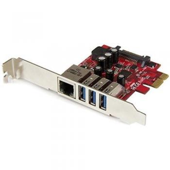Tarjeta de Expansión PCI Express USB 3.0 a 3 Puertos con Ethernet Gigabit y UASP