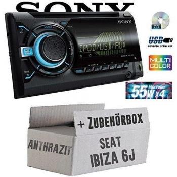 Seat Ibiza 6J 2DIN Anthrazit Schwarz - Sony WX800UI - 2DIN CD/MP3/USB Autoradio - Einbauset