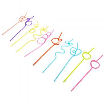 Anself Set de Pajitas 10pcs Loco Coloridas Rizadas para Beber Utensilios para Fiesta Cumpleaños Boda