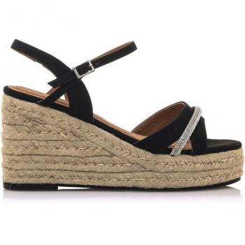 Sandalias de cuña para mujer con tiras finas y piso de rafia