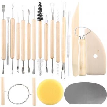 LULUNA Herramientas de talla de 19 piezas Sets de escultura profesional Reutilizable para arcilla, cerámica, etc.