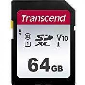 Transcend 64GB SDXC 300S Memory Card UHS- I, C10, U1, V30, 4K, Full HD, Up to 95/40 MB/s