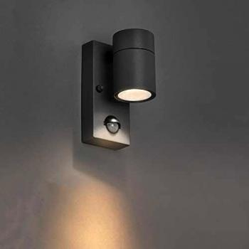 Aplique de pared exterior moderno antracita IP44 con sensor de movimiento GU10 - Solo
