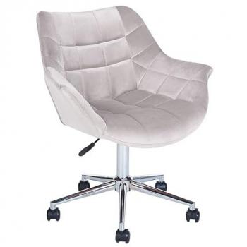 Silla de oficina giratoria de terciopelo gris ajustable en altura moderna Labelle