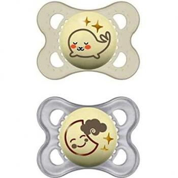 Chupete MAM Original Night 2-6 Meses Silicona Neutro con Custodia, Set de 2