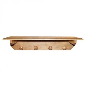 Colgador Estante Decorativo de Madera de Pino con 4 Pomos y Barniz Natural - 75x22x16 cm