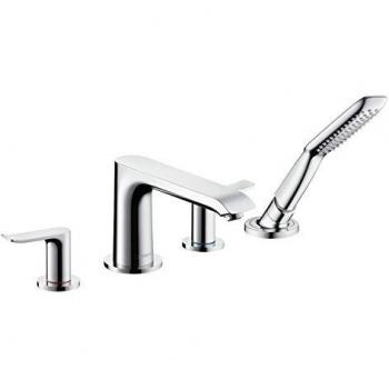Hansgrohe 31442000 Metris Grifo de 4 agujeros para borde de bañera, Plata