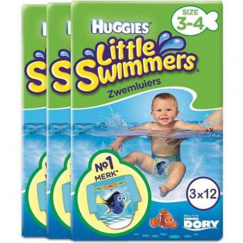 Pañales Bañadores Desechables Huggies Little Swimmers 7-15 kg, Paquete de 36 Unidades con Barreras Anti-Escapes