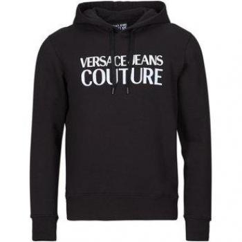 Versace Jeans Couture Black Embroidered Logo Hoodie for Men, Size XL