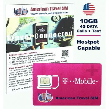 SIM prepago EEUU - 10GB 4G LTE - llamadas y mensajes de texto ilimitadas - 30 Días