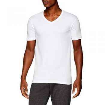 ABANDERADO Camiseta de algodón Manga Corta Cuello Pico, Blanco, XL para Hombre