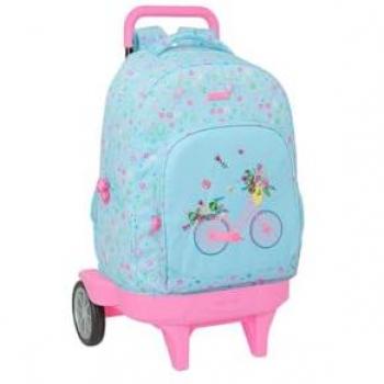 Mochila Escolar Safta Bicicleta Azul 33 x 45 x 22 cm, Mochila Grande con Ruedas, Compact Evolución, Extraíble, Ideal para Niños de Diferentes Edades, Cómoda y Vers