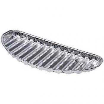 Set de 4 bandejas de aluminio para barbacoa semiredondas 32 x 19 x 1,8 cm