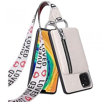 hongping Carcasa de Cartera de Cuero con para Samsung Galaxy S20- Funda Colgante para movil Carcasa- Colgar movil Cuello Funda con Correa Colgante con Cordon para Llevar en el Cuello