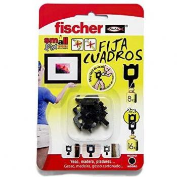 fischer - Fija cuadros para colgar cuadros sin agujeros, Negro 8 uds
