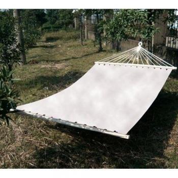 Hamaca de algodón cama de matrimonio 200 x 150 - Color Blanco Natural - Traverse de madera