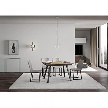 Mesa extensible Mirhi 90x80/180 cm Roble Natural con estructura Antracita
